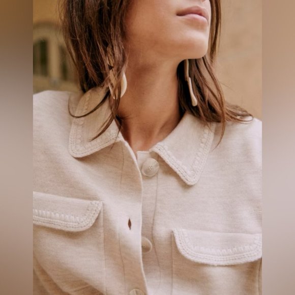 NEW Sezane Betty Cardigan in Beige Crochet | size M - Picture 3 of 9